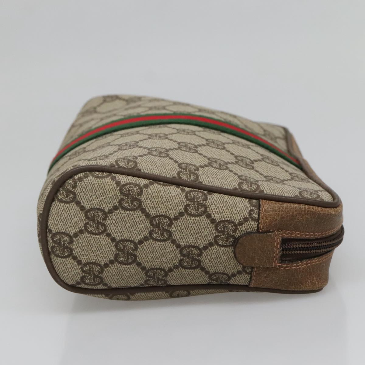 GUCCI GG Supreme Web Sherry Line Clutch Bag PVC Beige Gold 63 01 012 Auth BA4011