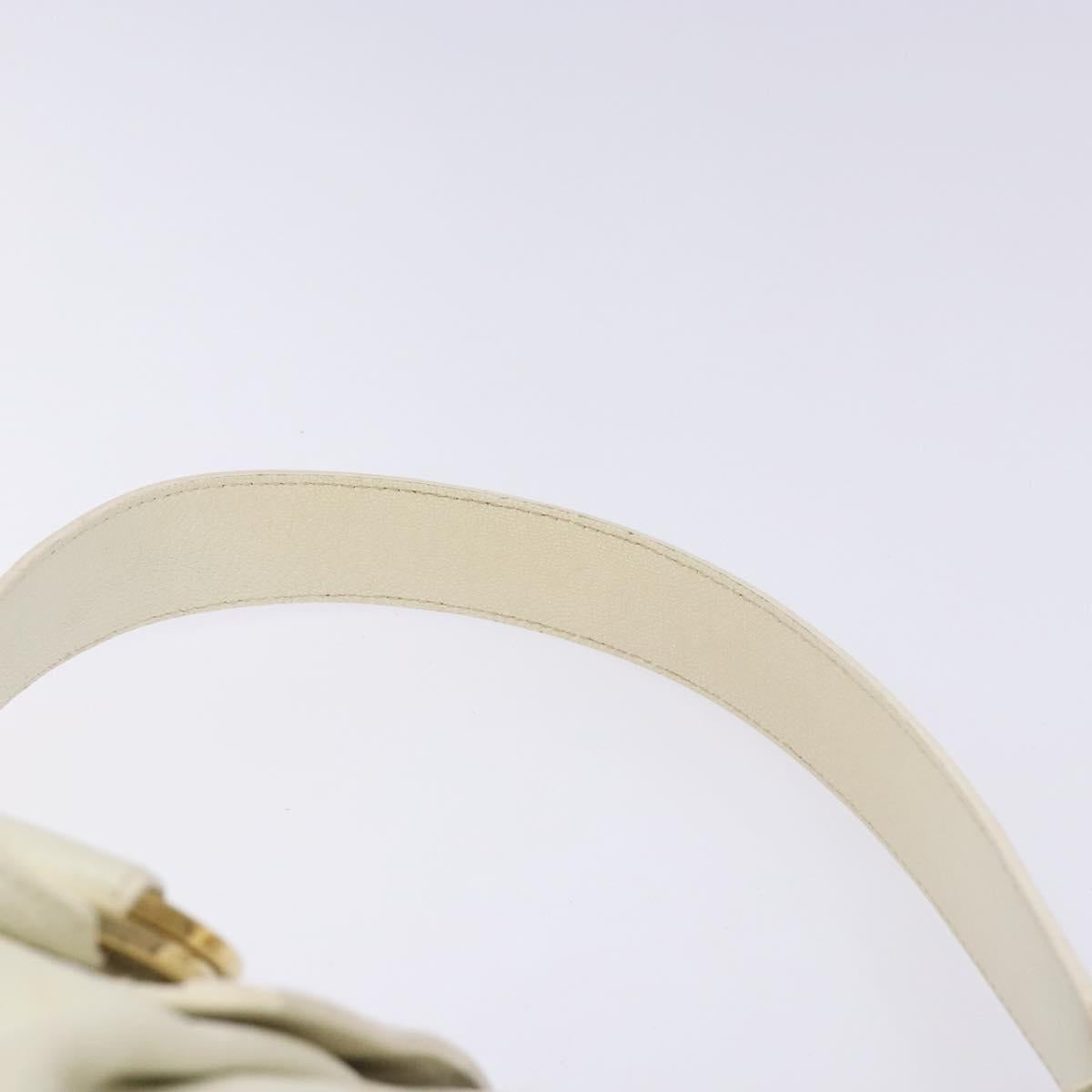 BVLGARI Shoulder Bag Leather Cream Gold Auth BA4015