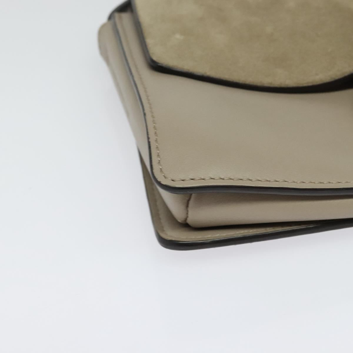 Chloe Fay Shoulder Bag Leather Greige Gold Auth BA4020