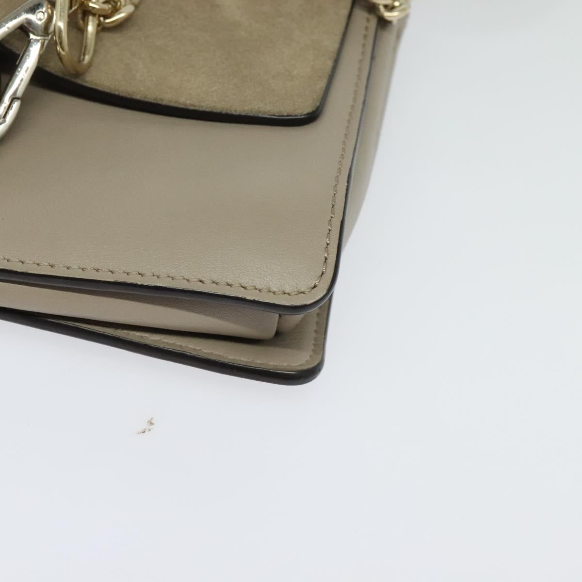 Chloe Fay Shoulder Bag Leather Greige Gold Auth BA4020