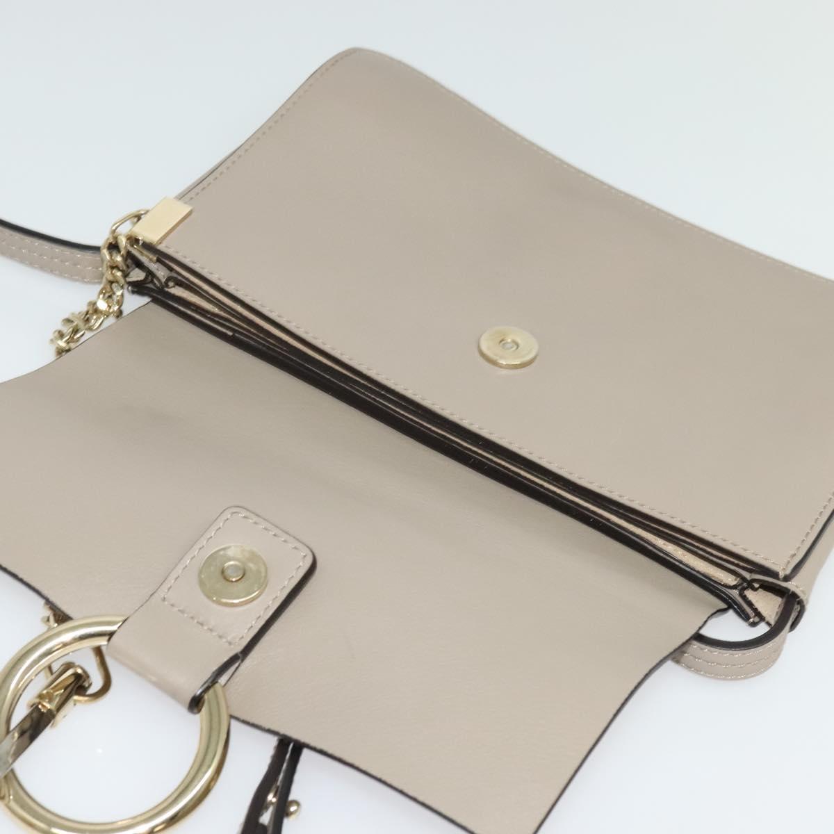 Chloe Fay Shoulder Bag Leather Greige Gold Auth BA4020