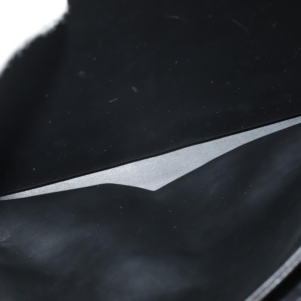 BALLY Quilted Chain Shoulder Bag Leather Black Gold Auth BA4040