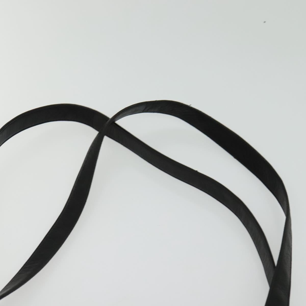 BALLY Quilted Chain Shoulder Bag Leather Black Gold Auth BA4040