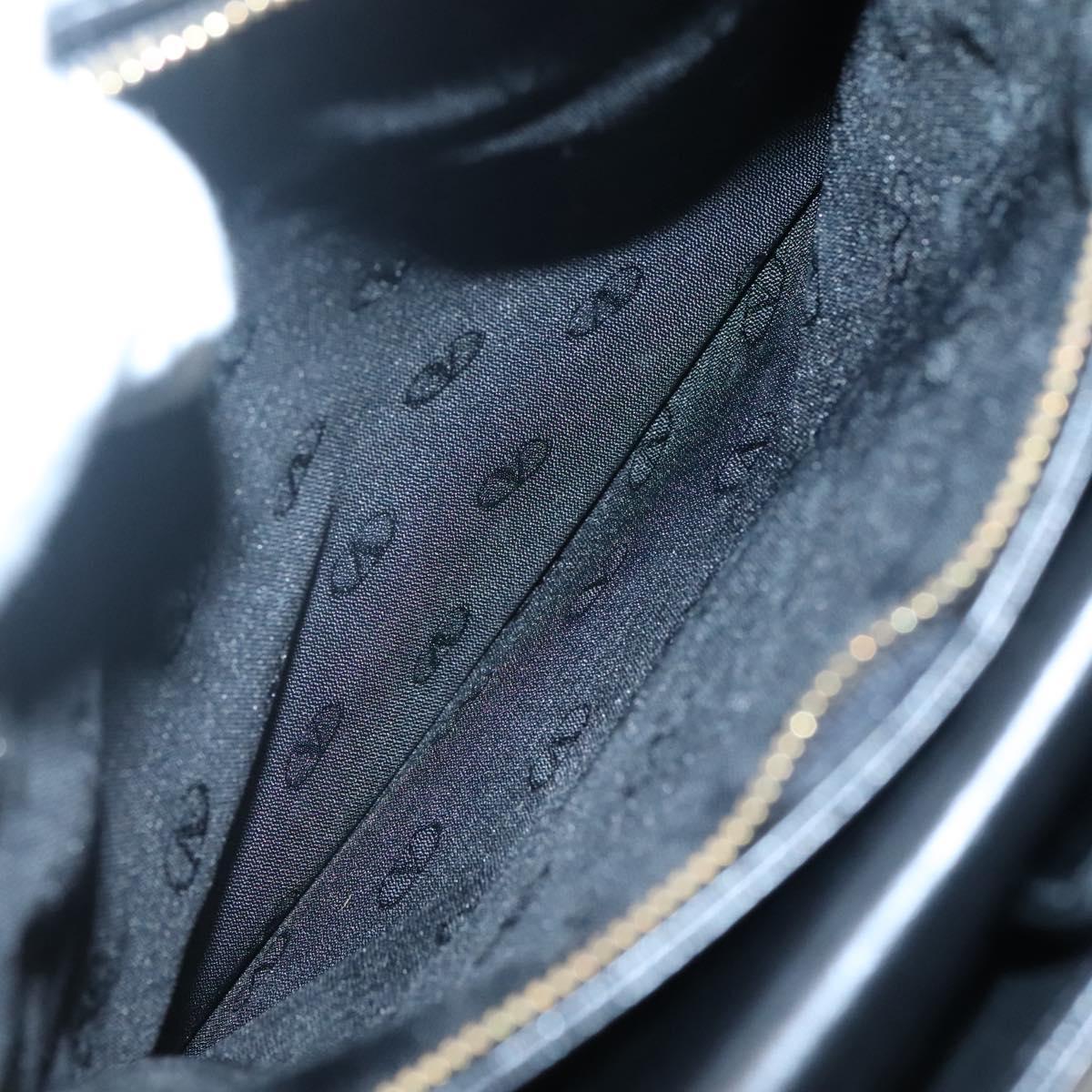 VALENTINO Shoulder Bag Leather Black Gold Auth BA4048