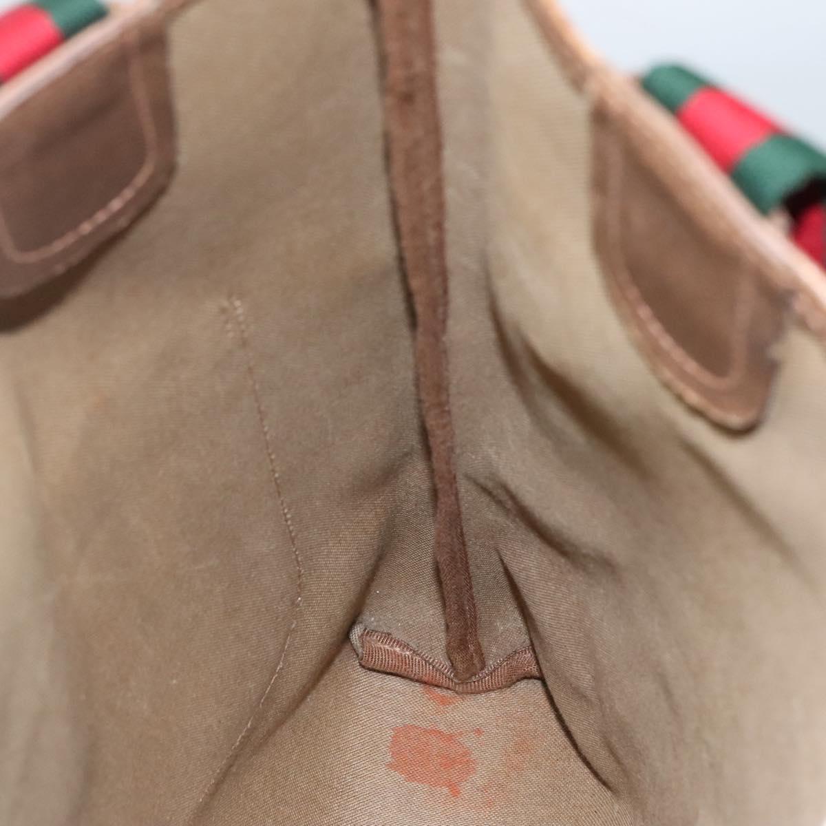 GUCCI GG Supreme Web Sherry Line Tote Bag PVC Beige Red 39 02 003 Auth BA405