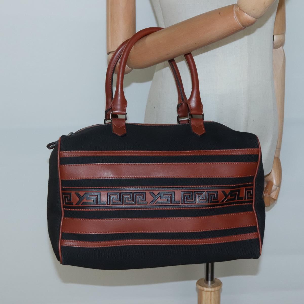 SAINT LAURENT Hand Bag Canvas Brown Auth BA4050