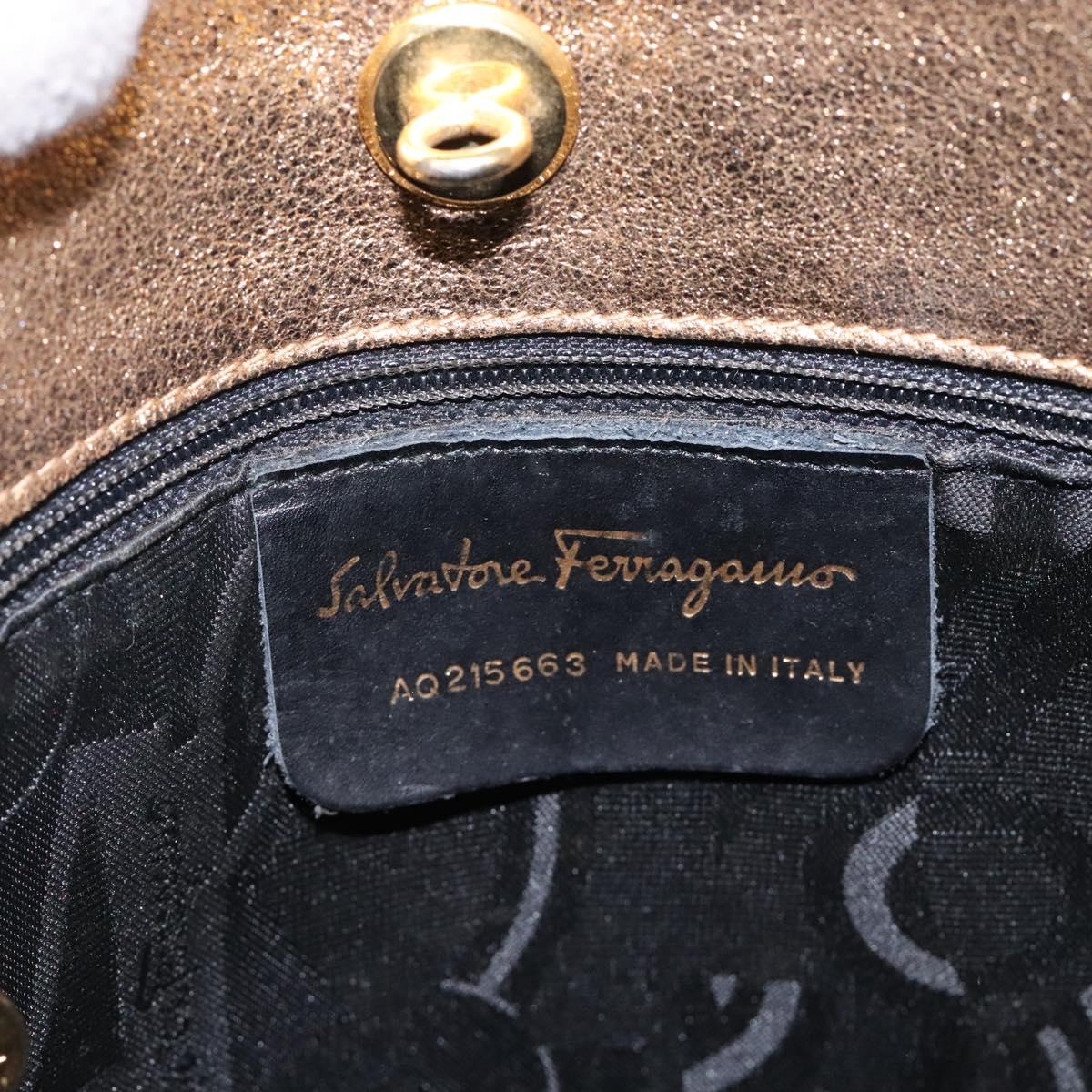 Salvatore Ferragamo Gancini Tote Bag Leather Gold Auth BA4052