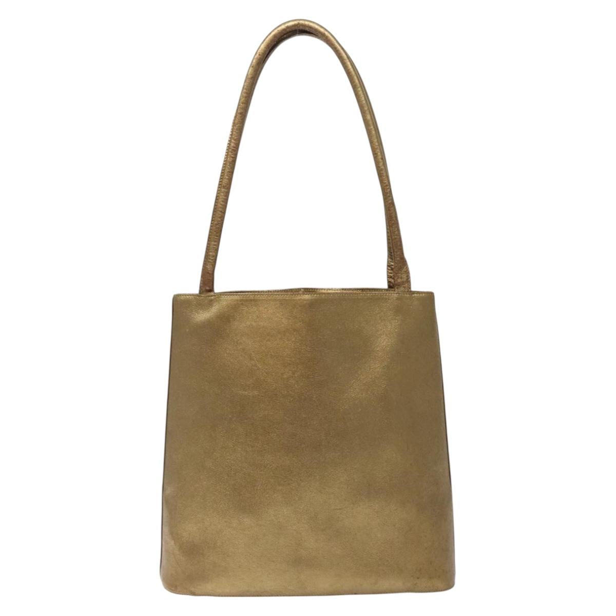 Salvatore Ferragamo Gancini Tote Bag Leather Gold Auth BA4052