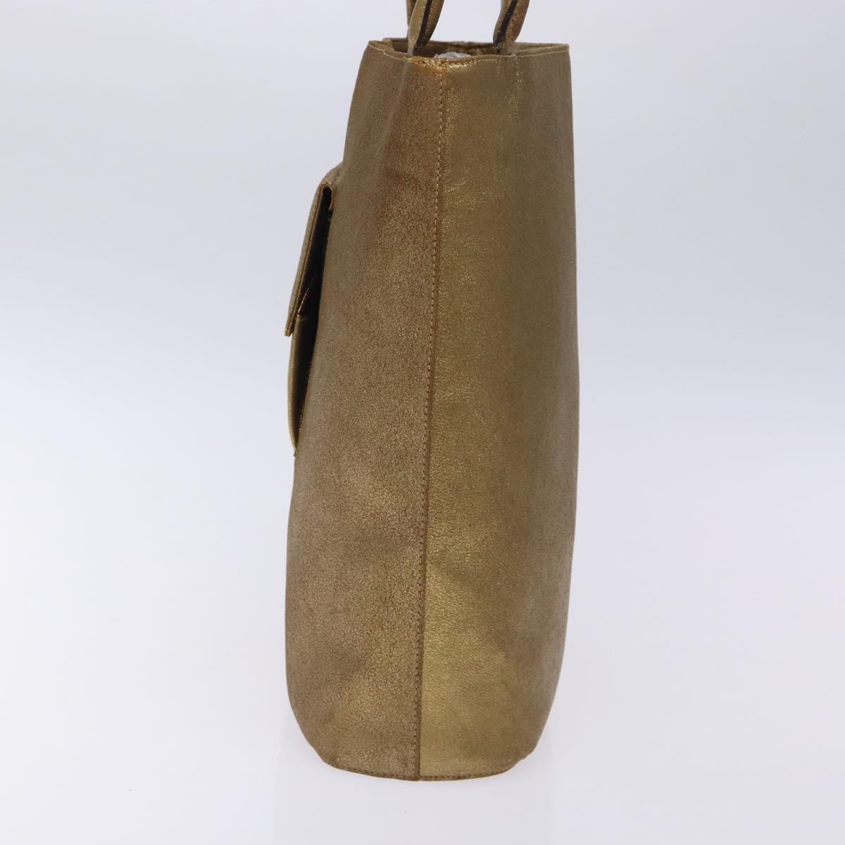Salvatore Ferragamo Gancini Tote Bag Leather Gold Auth BA4052