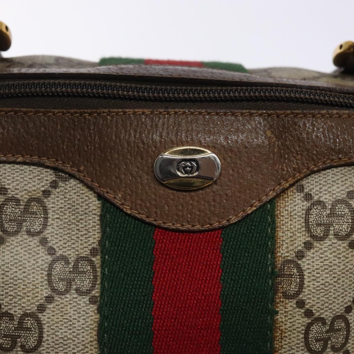 GUCCI GG Supreme Web Sherry Line Hand Bag PVC Beige Gold 39 02 007 Auth BA4056