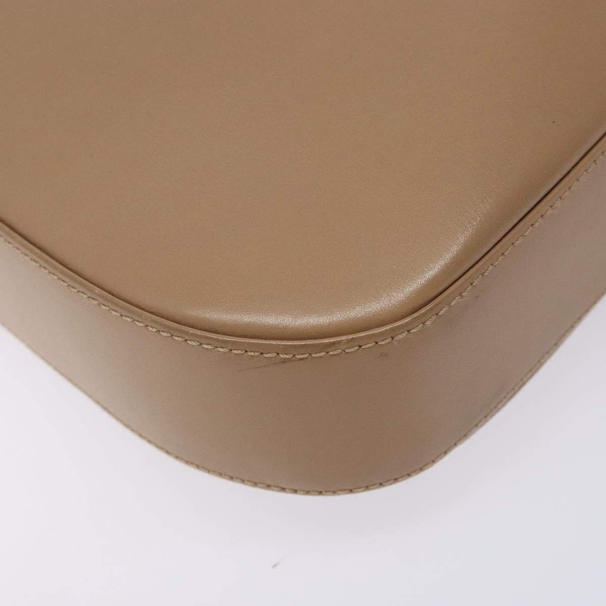 Salvatore Ferragamo Gancini Shoulder Bag Leather Beige Gold Auth BA4057