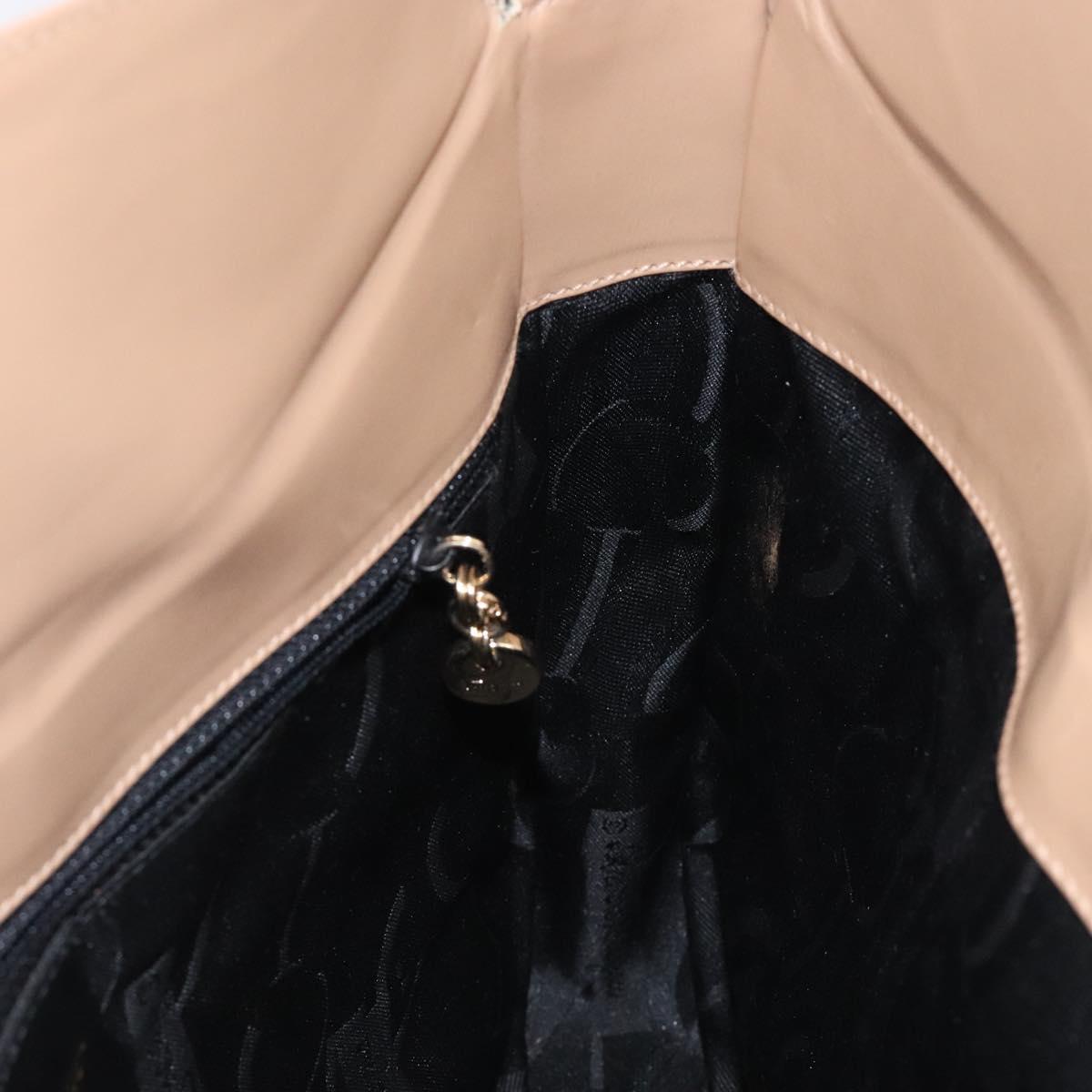 Salvatore Ferragamo Gancini Shoulder Bag Leather Beige Gold Auth BA4057