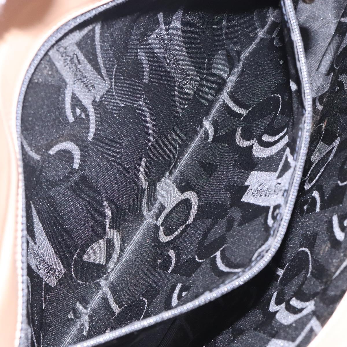 Salvatore Ferragamo Gancini Shoulder Bag Leather Beige Gold Auth BA4057