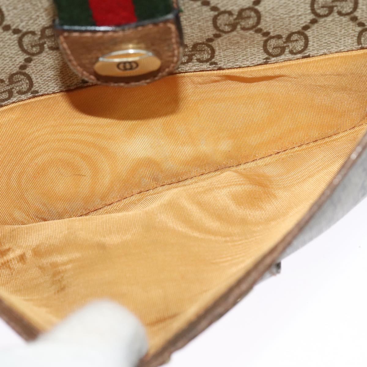 GUCCI GG Supreme Web Sherry Line Bag PVC Beige Gold 89 02 032 Auth BA4062