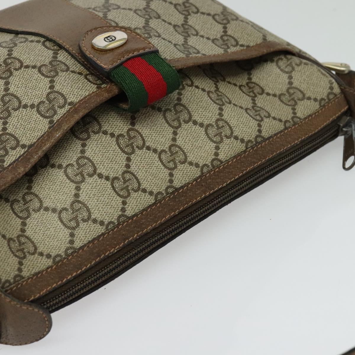 GUCCI GG Supreme Web Sherry Line Bag PVC Beige Gold 89 02 032 Auth BA4062