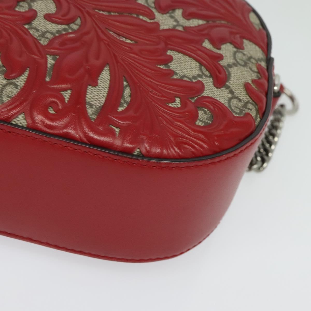 GUCCI GG Supreme Arabesque Chain Shoulder Bag PVC Beige 409535 Auth BA4077