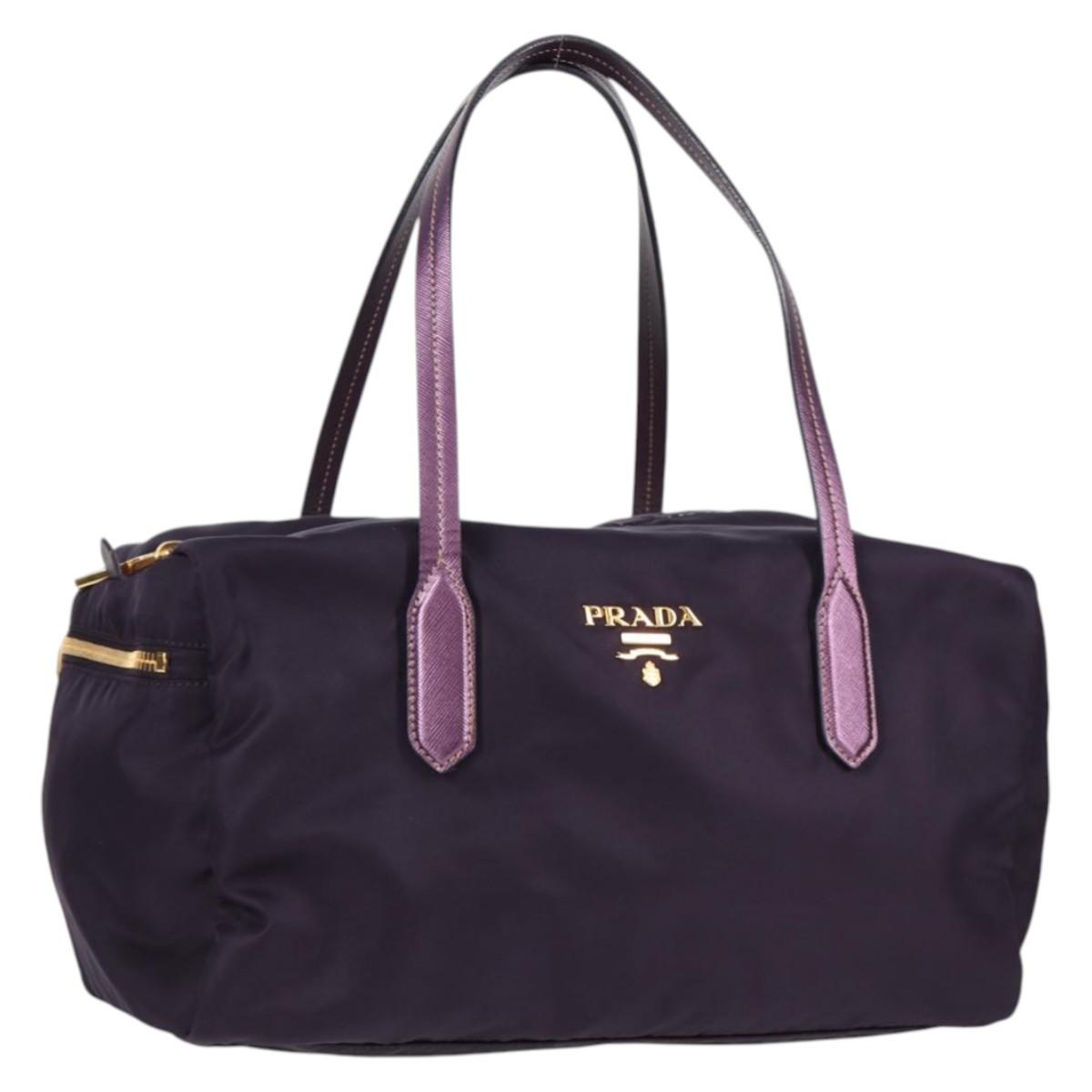 PRADA Shoulder Bag Nylon Purple Gold Auth BA4080V
