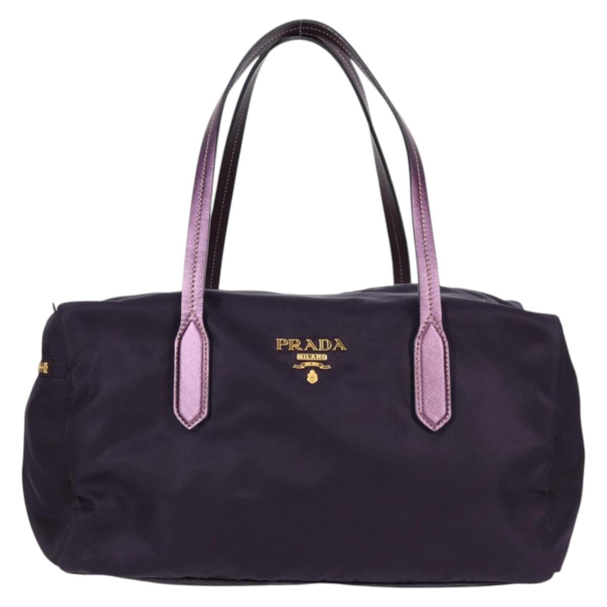 PRADA Shoulder Bag Nylon Purple Gold Auth BA4080V