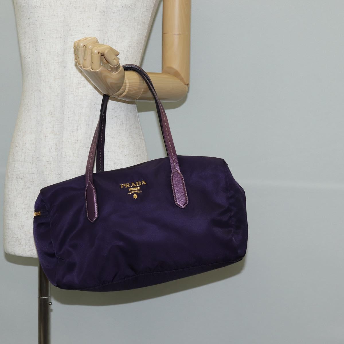 PRADA Shoulder Bag Nylon Purple Gold Auth BA4080V