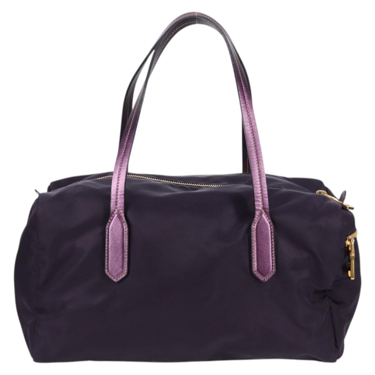 PRADA Shoulder Bag Nylon Purple Gold Auth BA4080V