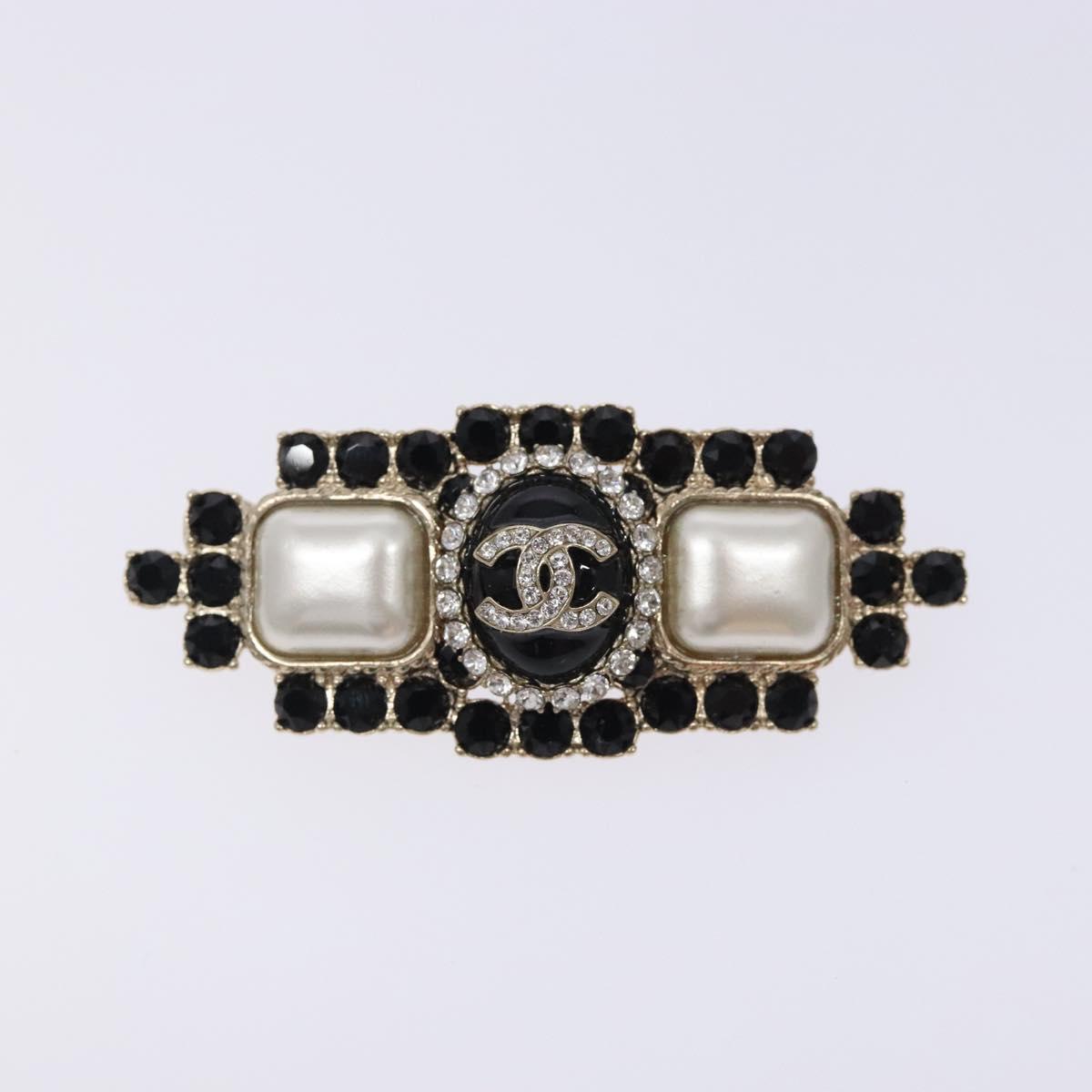 CHANEL COCO Mark Brooch metal Black CC Auth BA4085M