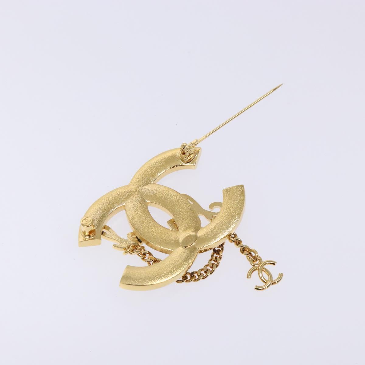 CHANEL COCO Mark Brooch metal Gold CC Auth BA4087M