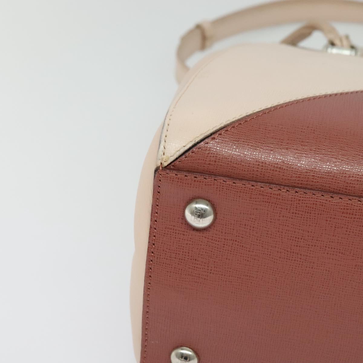 FENDI Petite to Jules Hand Bag Leather 2way Pink Silver Auth BA4096