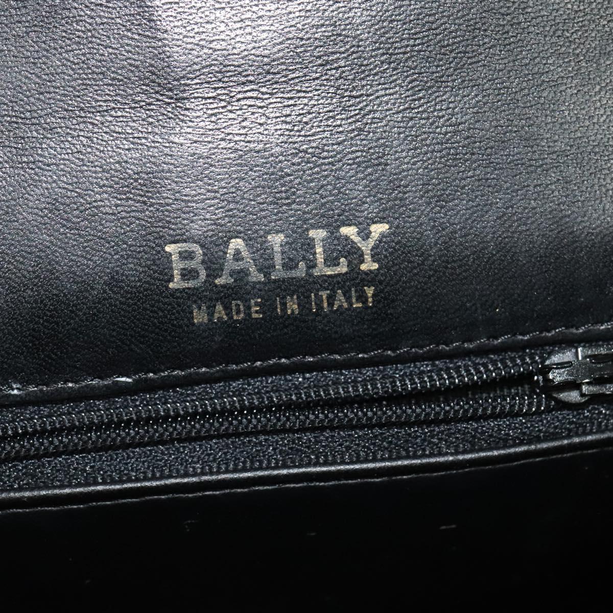 BALLY Quilted Shoulder Bag Leather Black Gold Auth BA4098