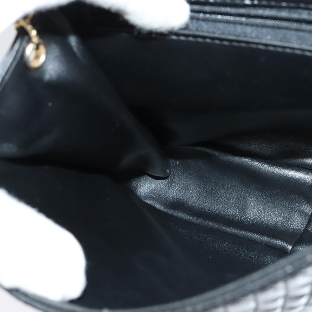 BALLY Quilted Shoulder Bag Leather Black Gold Auth BA4098