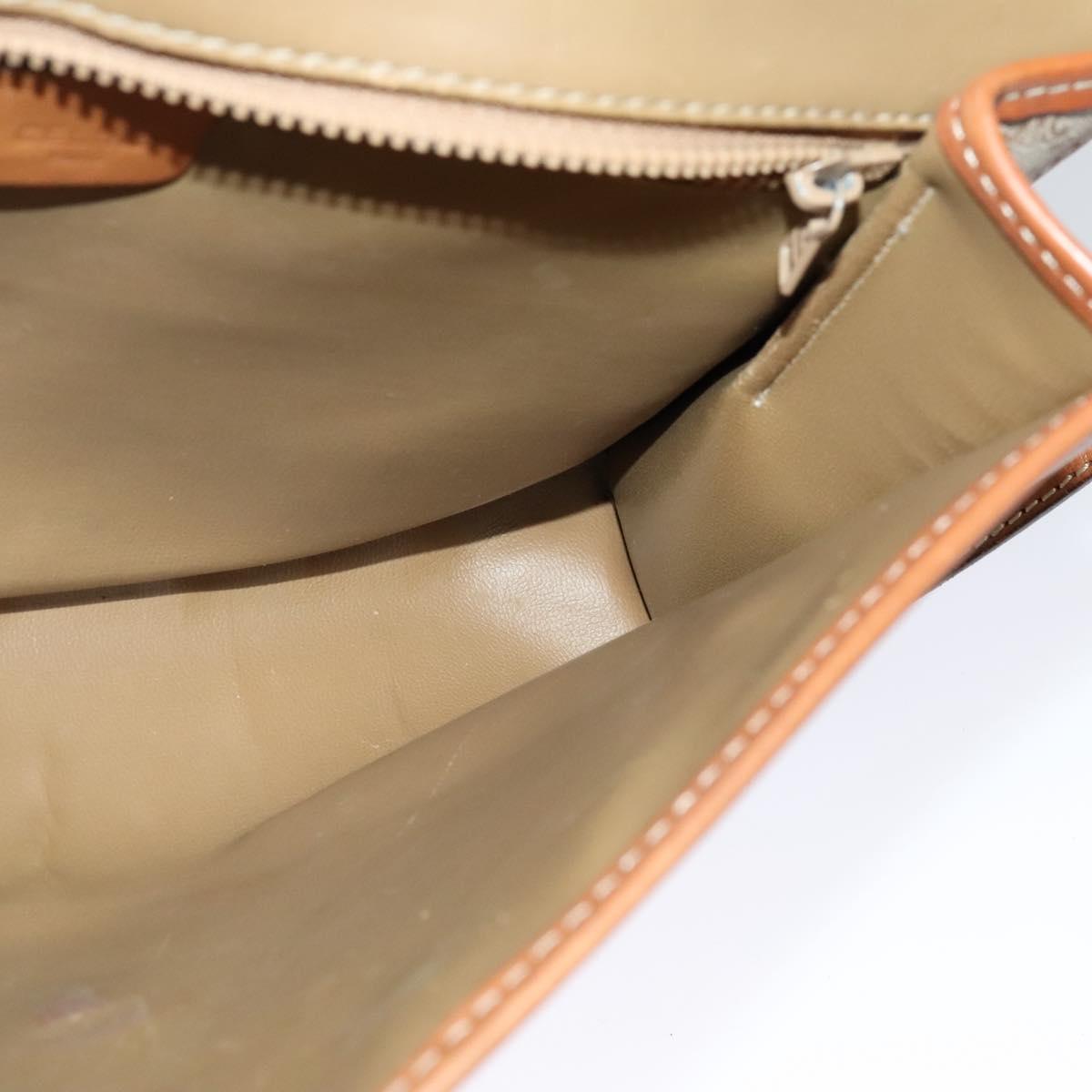 CELINE Macadam Canvas Shoulder Bag PVC Beige Gold Auth BA4128