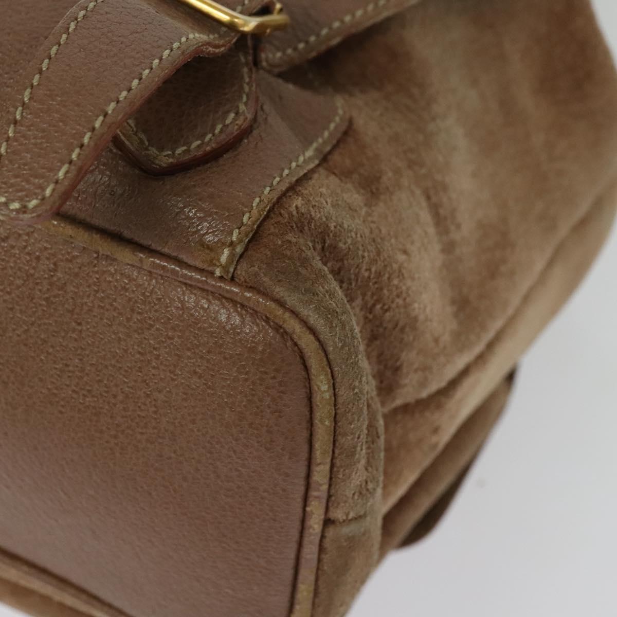 GUCCI Bamboo Backpack Suede Brown Gold 003 2058 0016 Auth BA4131