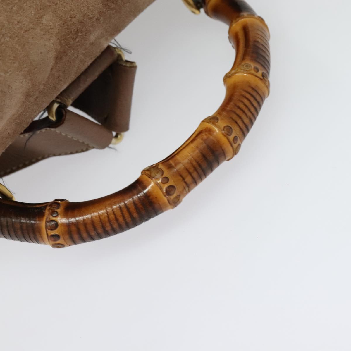 GUCCI Bamboo Backpack Suede Brown Gold 003 2058 0016 Auth BA4131