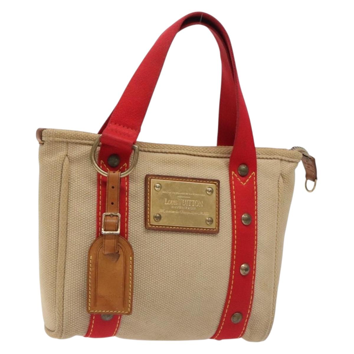 LOUIS VUITTON Antigua Cabas PM Hand Bag Red Beige M40038 LV Auth BA4135