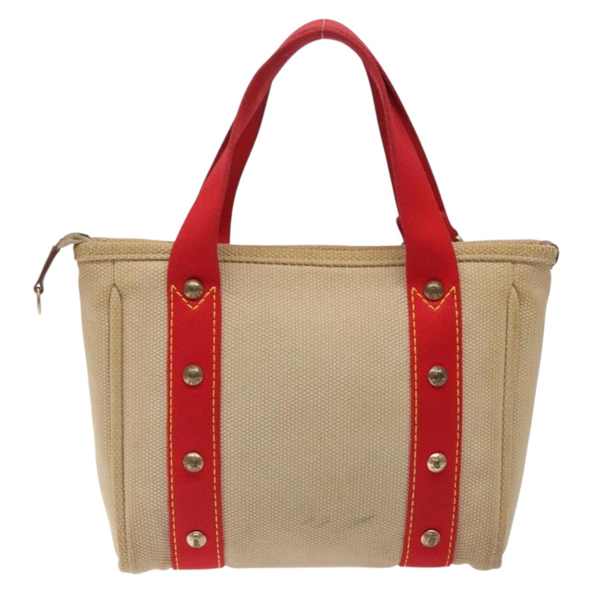 LOUIS VUITTON Antigua Cabas PM Hand Bag Red Beige M40038 LV Auth BA4135