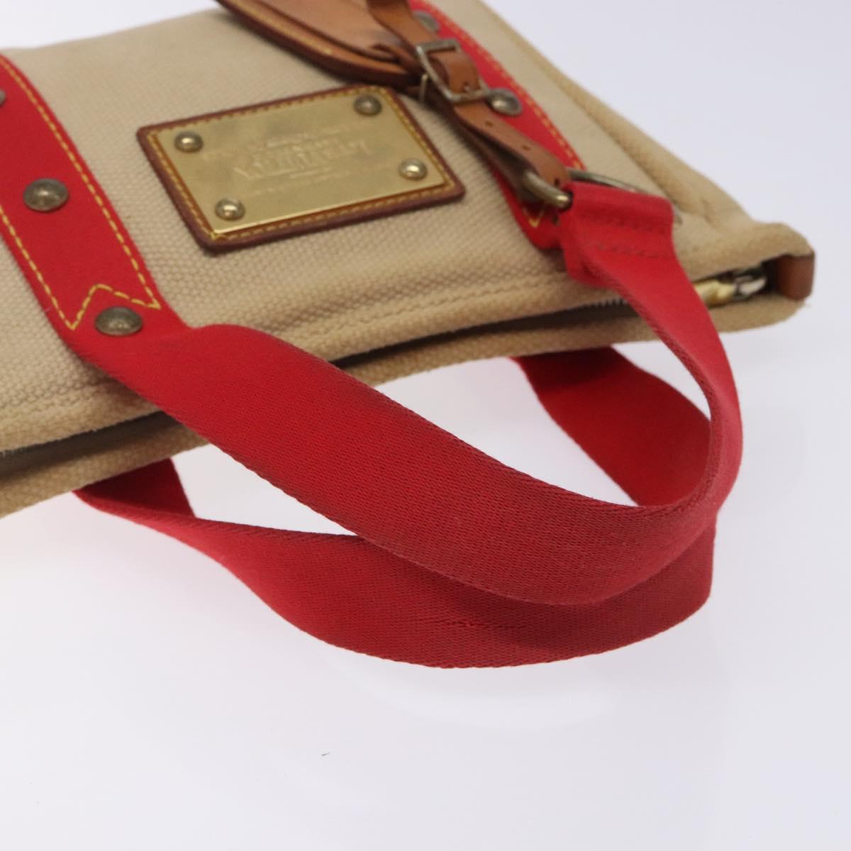 LOUIS VUITTON Antigua Cabas PM Hand Bag Red Beige M40038 LV Auth BA4135