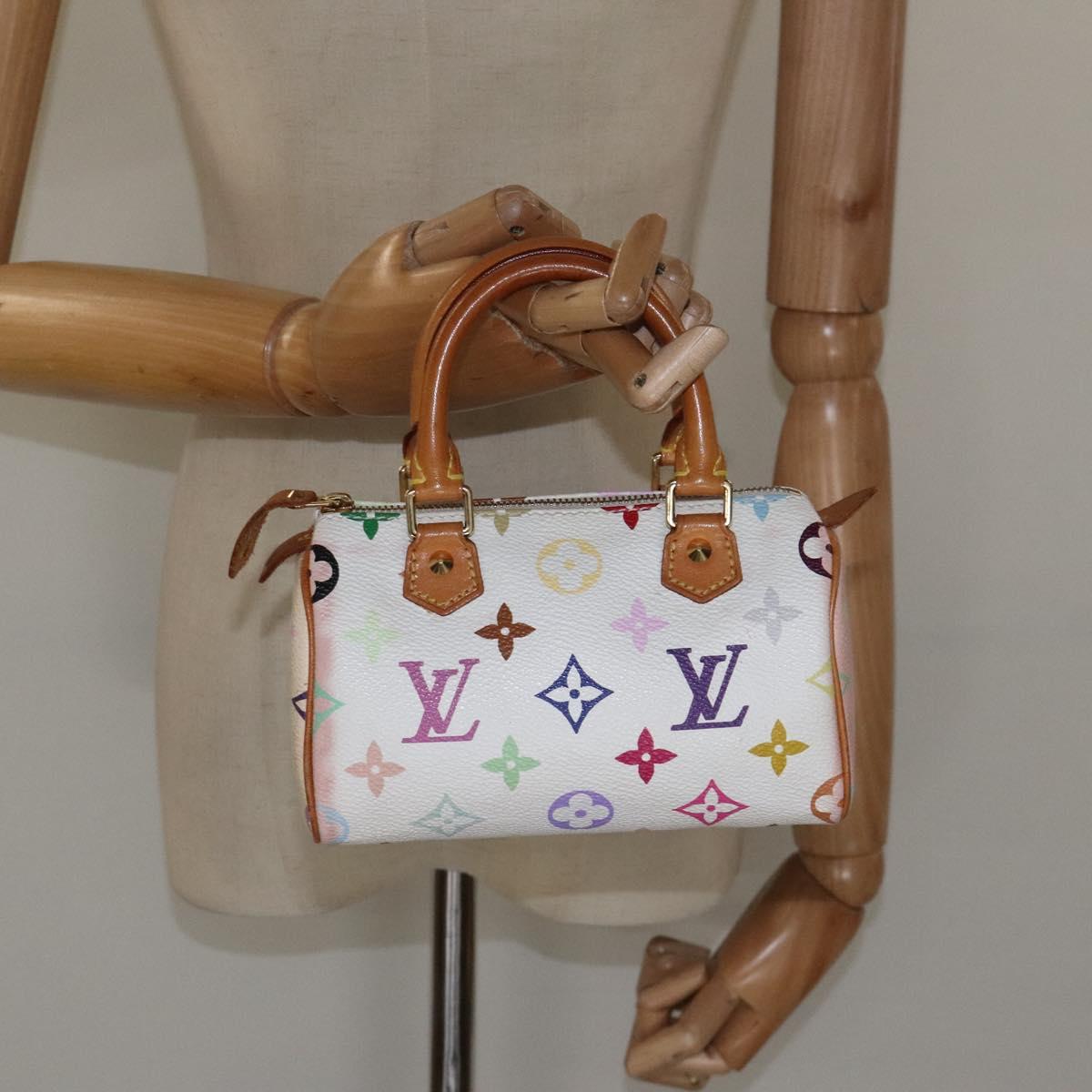 LOUIS VUITTON Monogram Multicolor Mini Speedy Hand Bag White M92645 Auth BA414AV