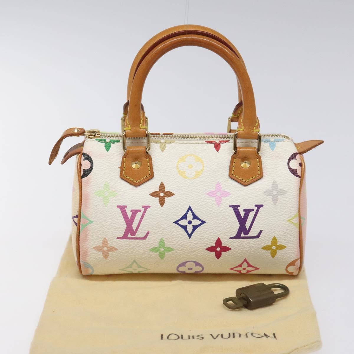 LOUIS VUITTON Monogram Multicolor Mini Speedy Hand Bag White M92645 Auth BA414AV