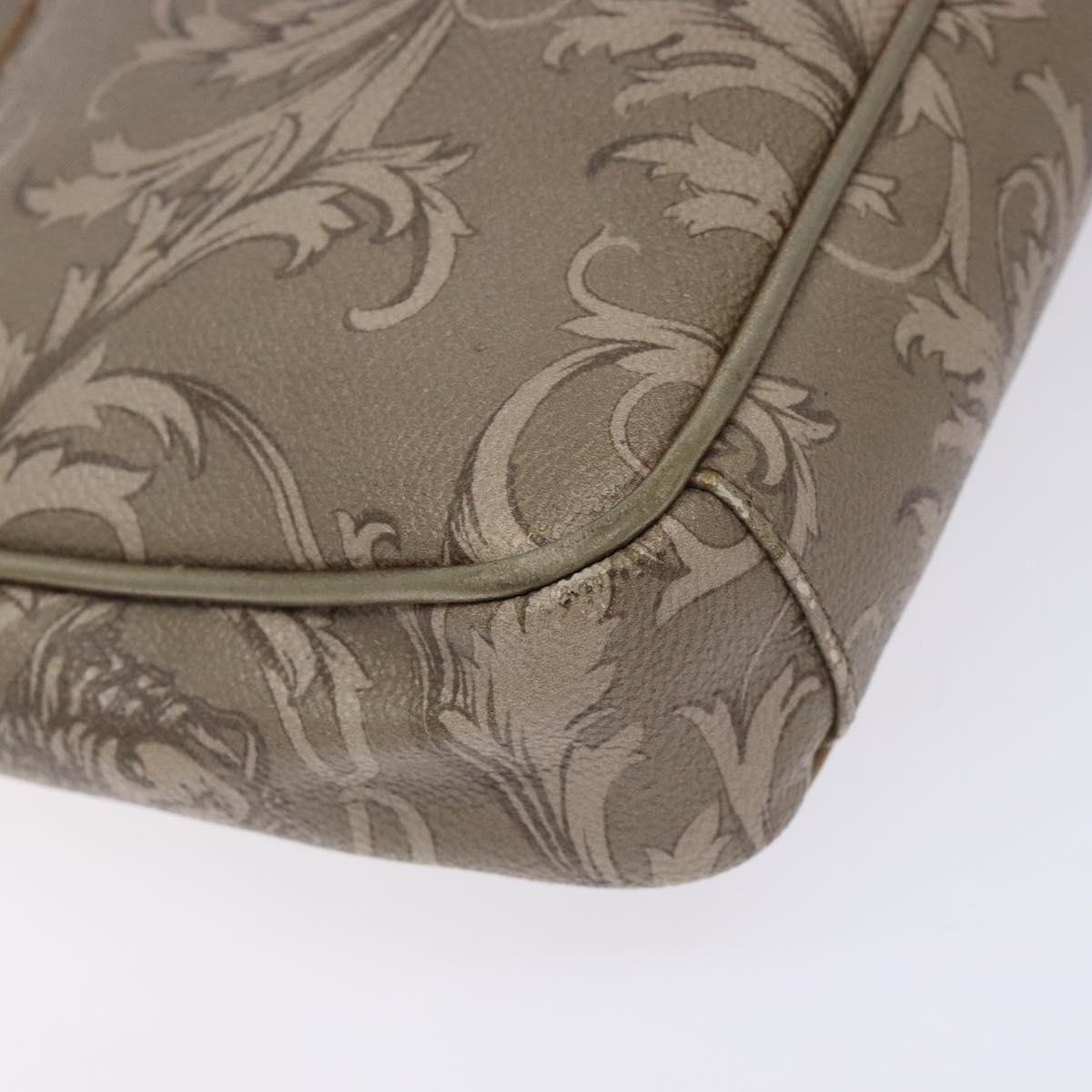 VERSACE Chain Shoulder Bag PVC Canvas Beige Gold Auth BA4156