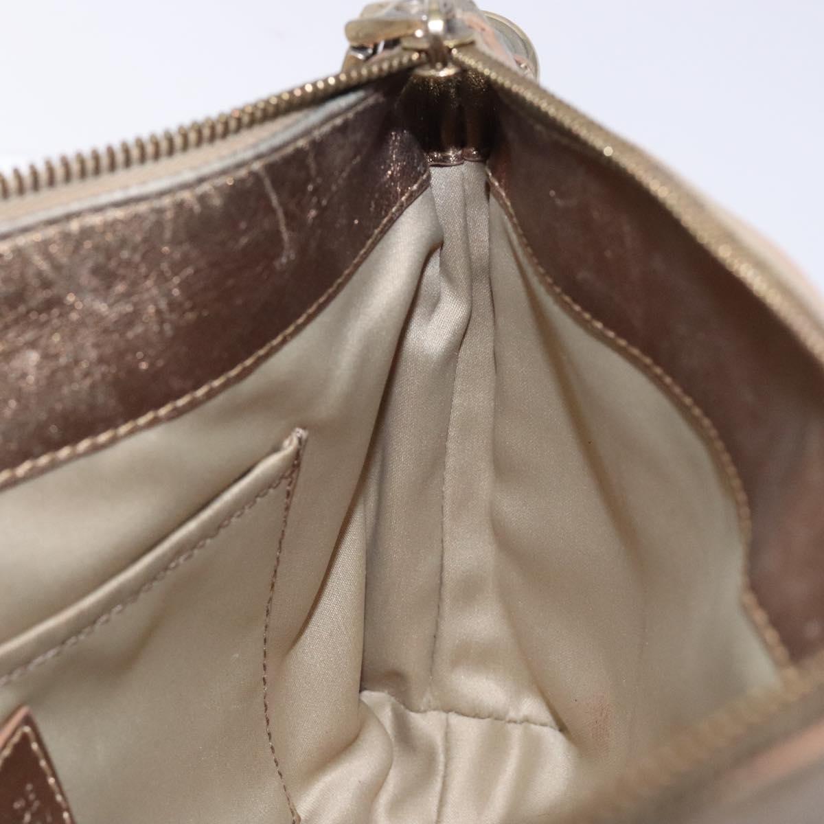 VERSACE Chain Shoulder Bag PVC Canvas Beige Gold Auth BA4156