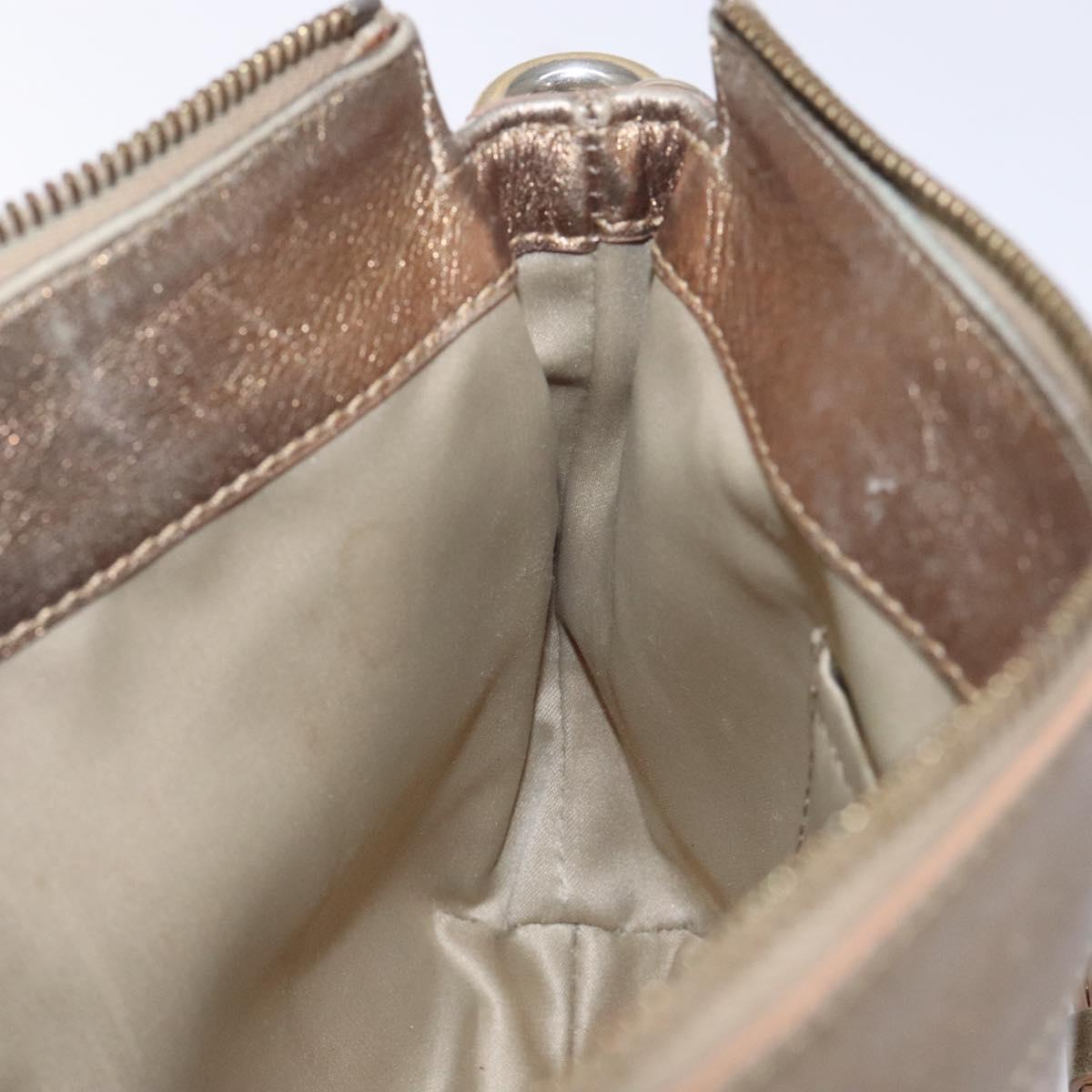 VERSACE Chain Shoulder Bag PVC Canvas Beige Gold Auth BA4156