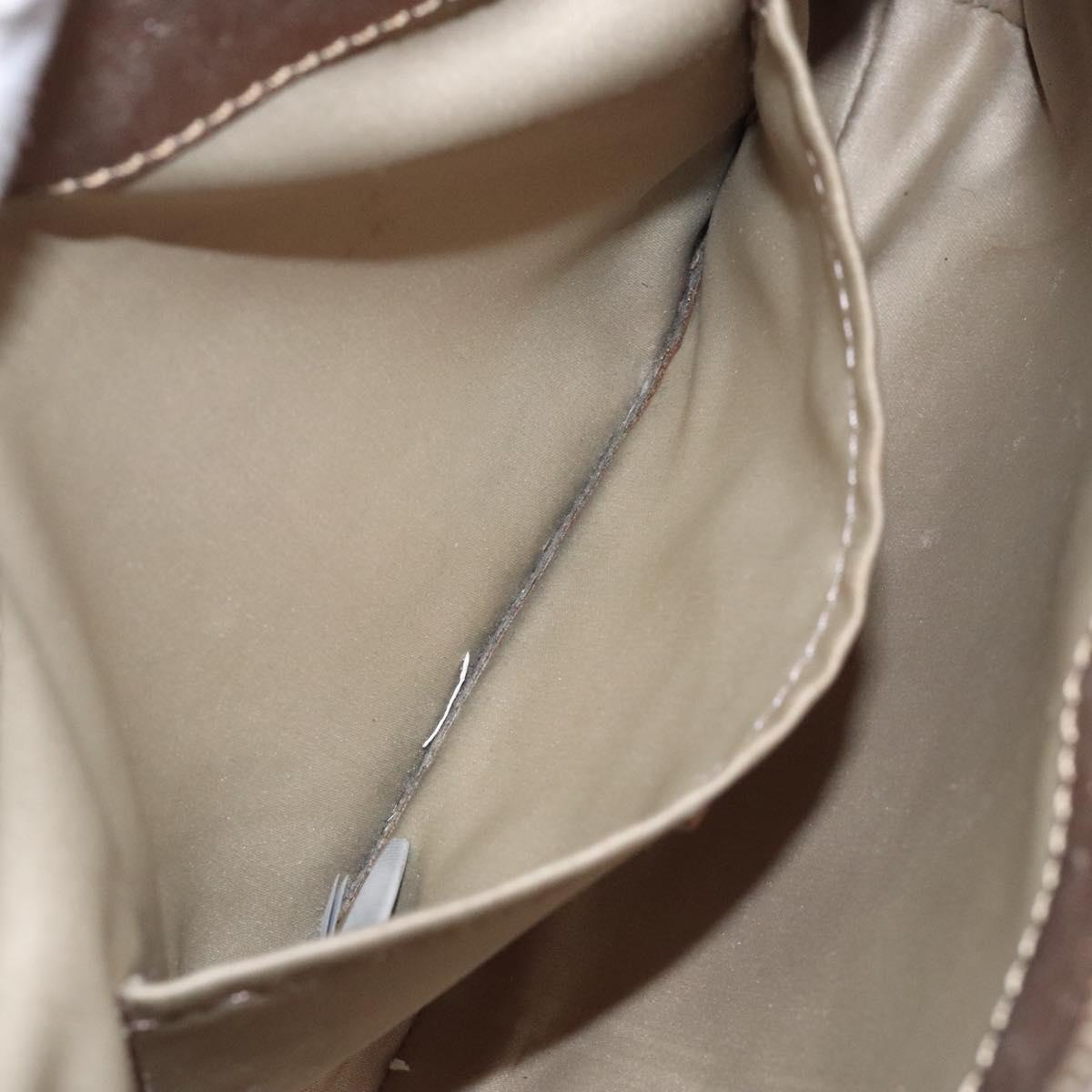 VERSACE Chain Shoulder Bag PVC Canvas Beige Gold Auth BA4156