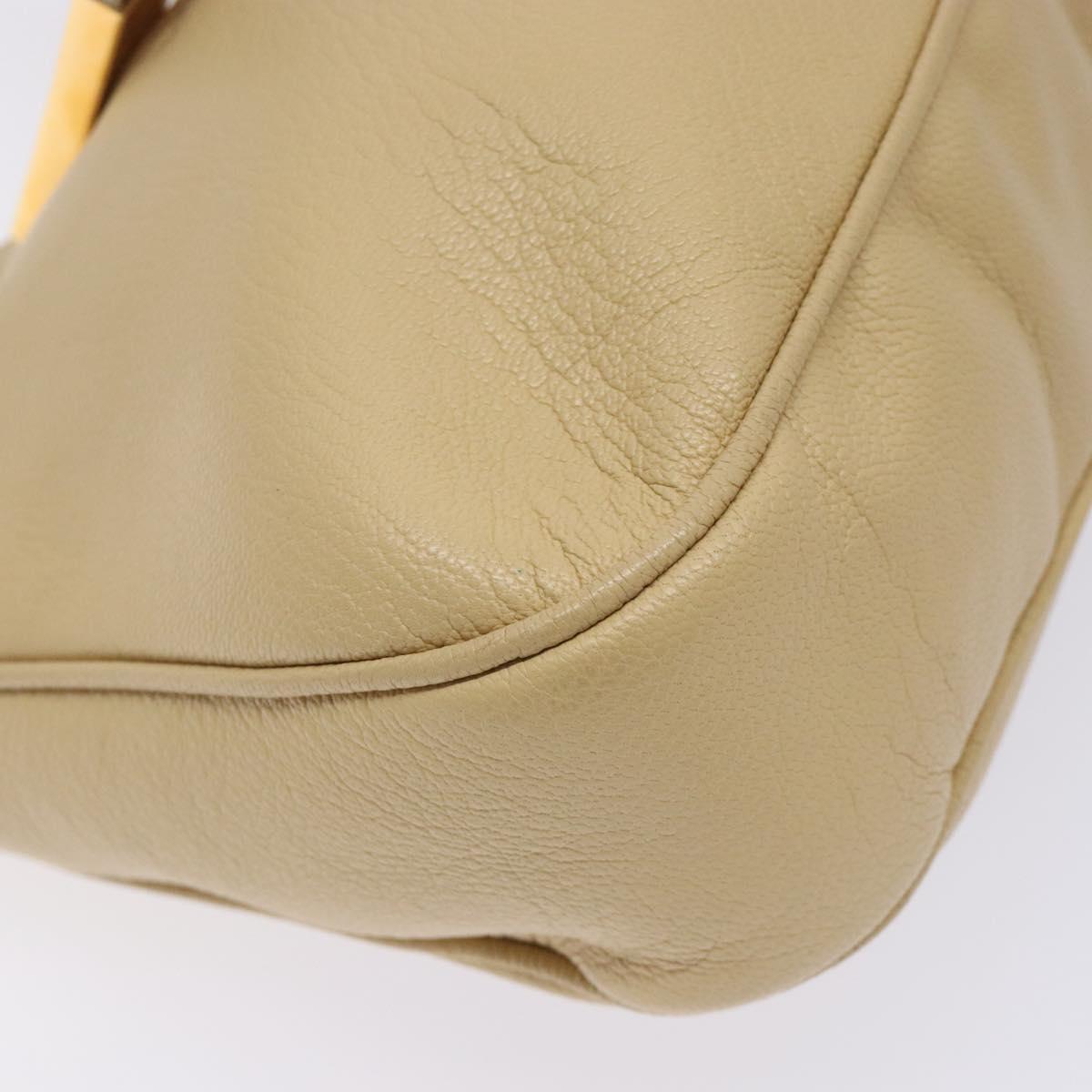 Gianni Versace Shoulder Bag Leather Beige Gold Auth BA4159