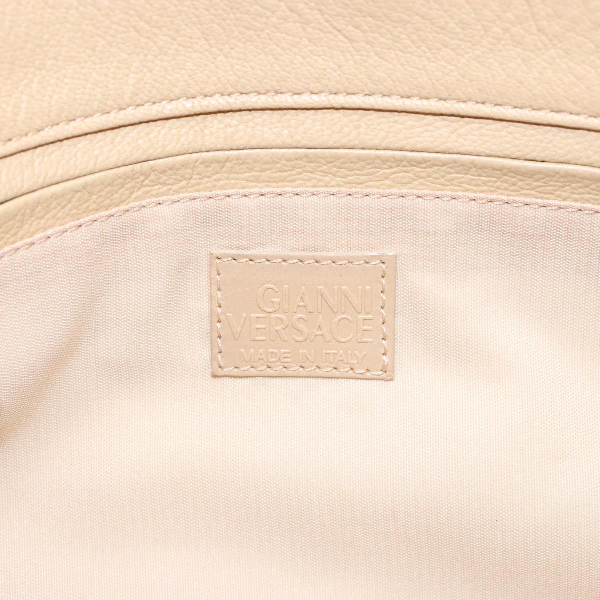 Gianni Versace Shoulder Bag Leather Beige Gold Auth BA4159