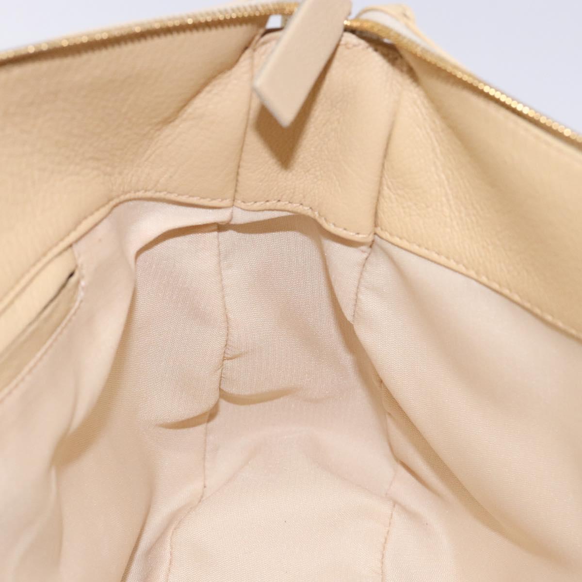 Gianni Versace Shoulder Bag Leather Beige Gold Auth BA4159