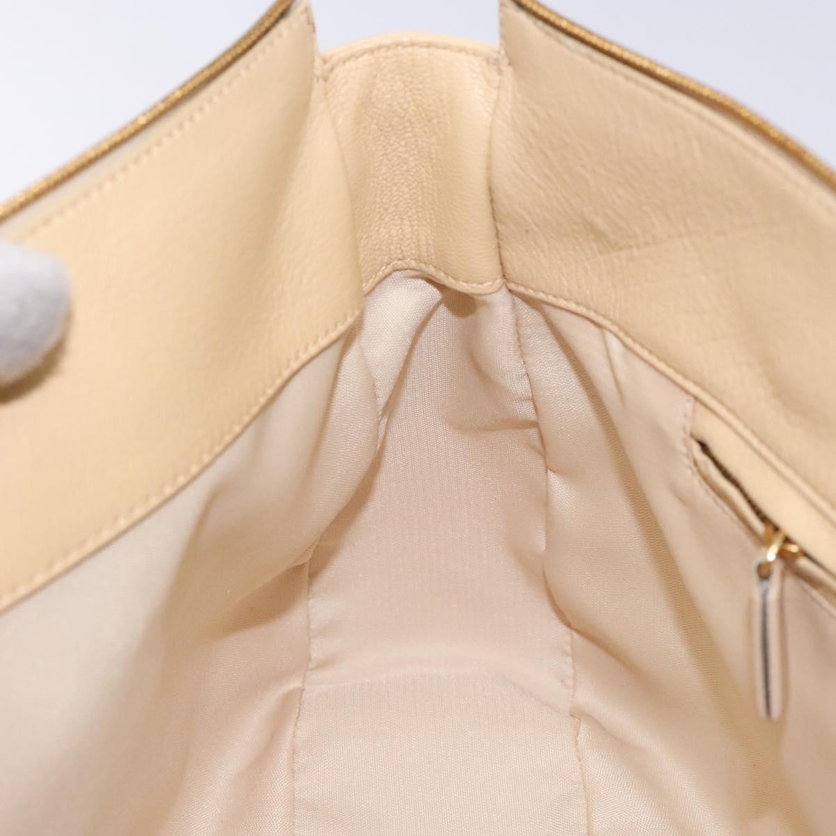 Gianni Versace Shoulder Bag Leather Beige Gold Auth BA4159