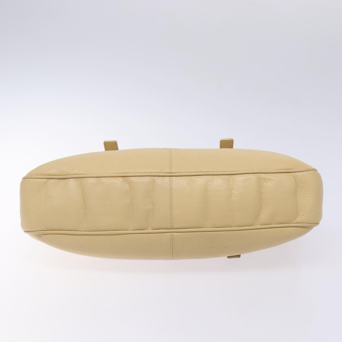 Gianni Versace Shoulder Bag Leather Beige Gold Auth BA4159