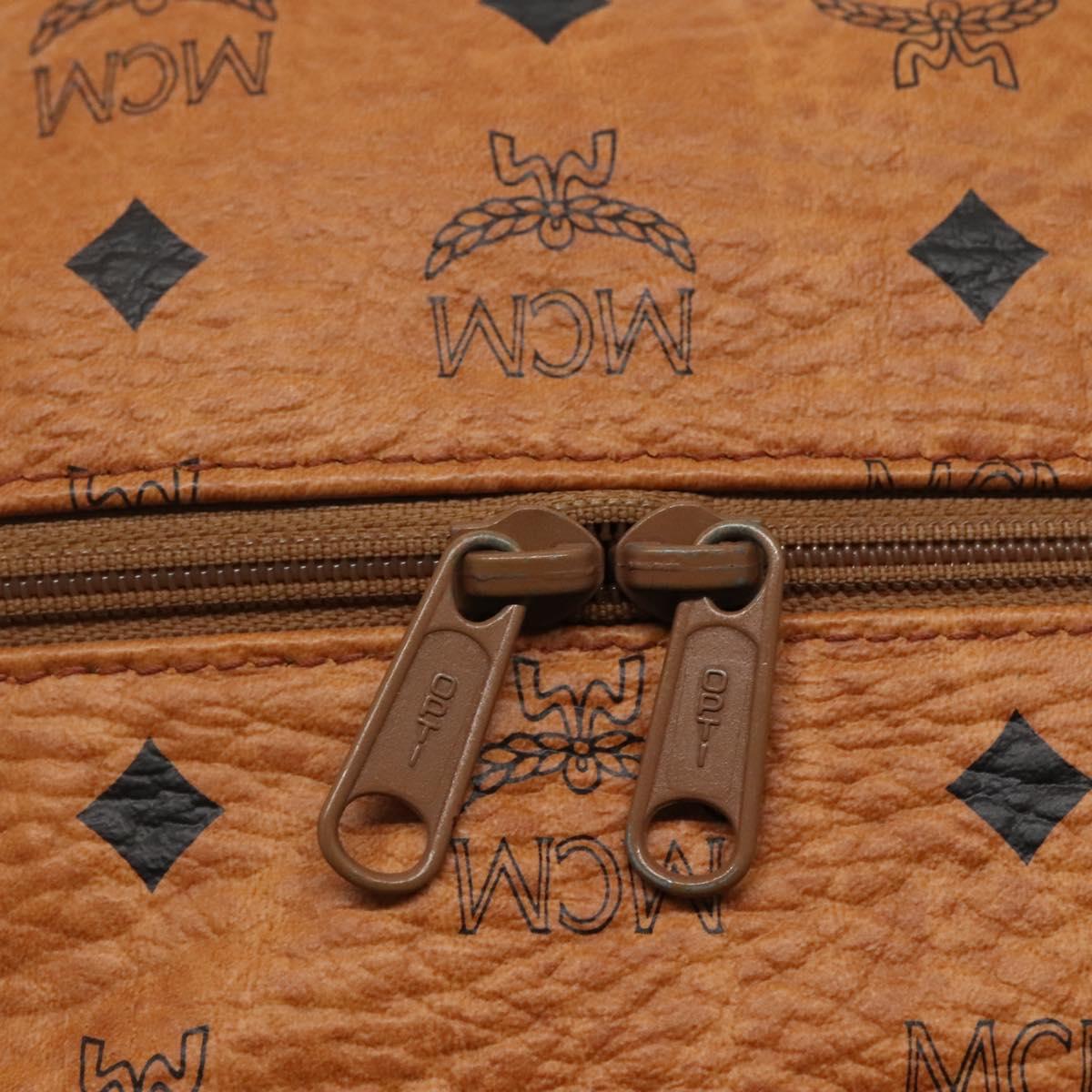 MCM Logogram Vicetos Pouch PVC Leather Brown Gold Auth BA4160