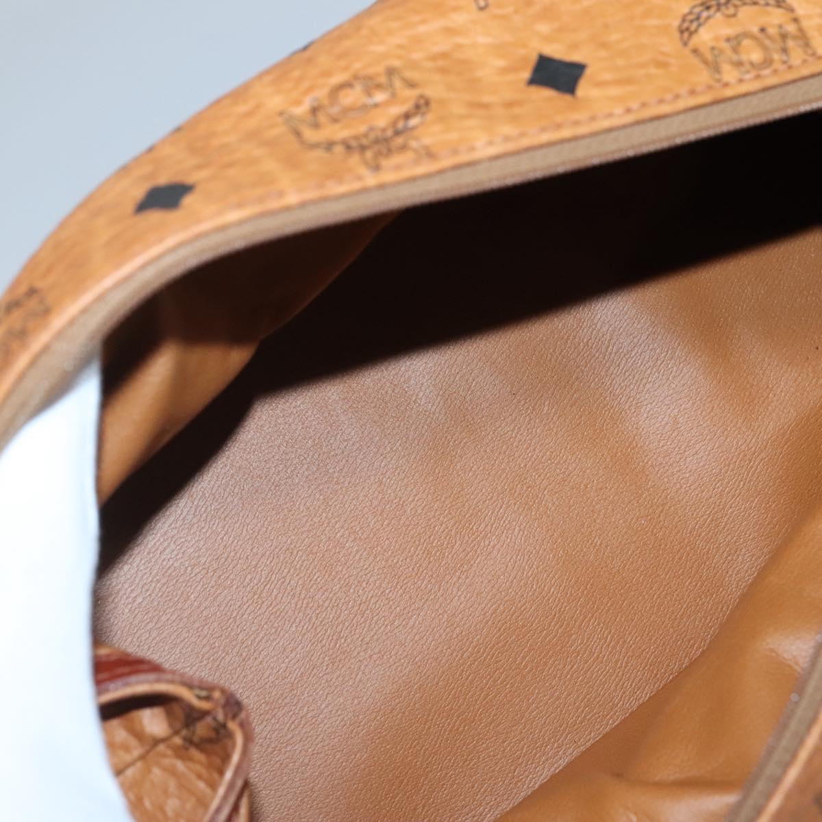 MCM Logogram Vicetos Pouch PVC Leather Brown Gold Auth BA4160