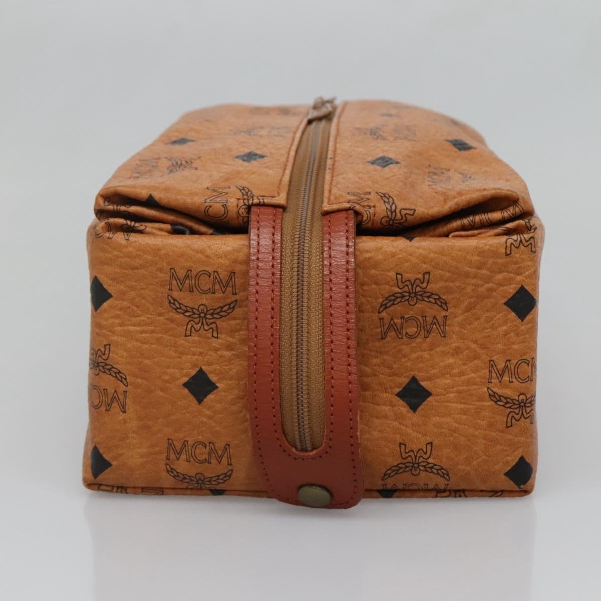 MCM Logogram Vicetos Pouch PVC Leather Brown Gold Auth BA4160