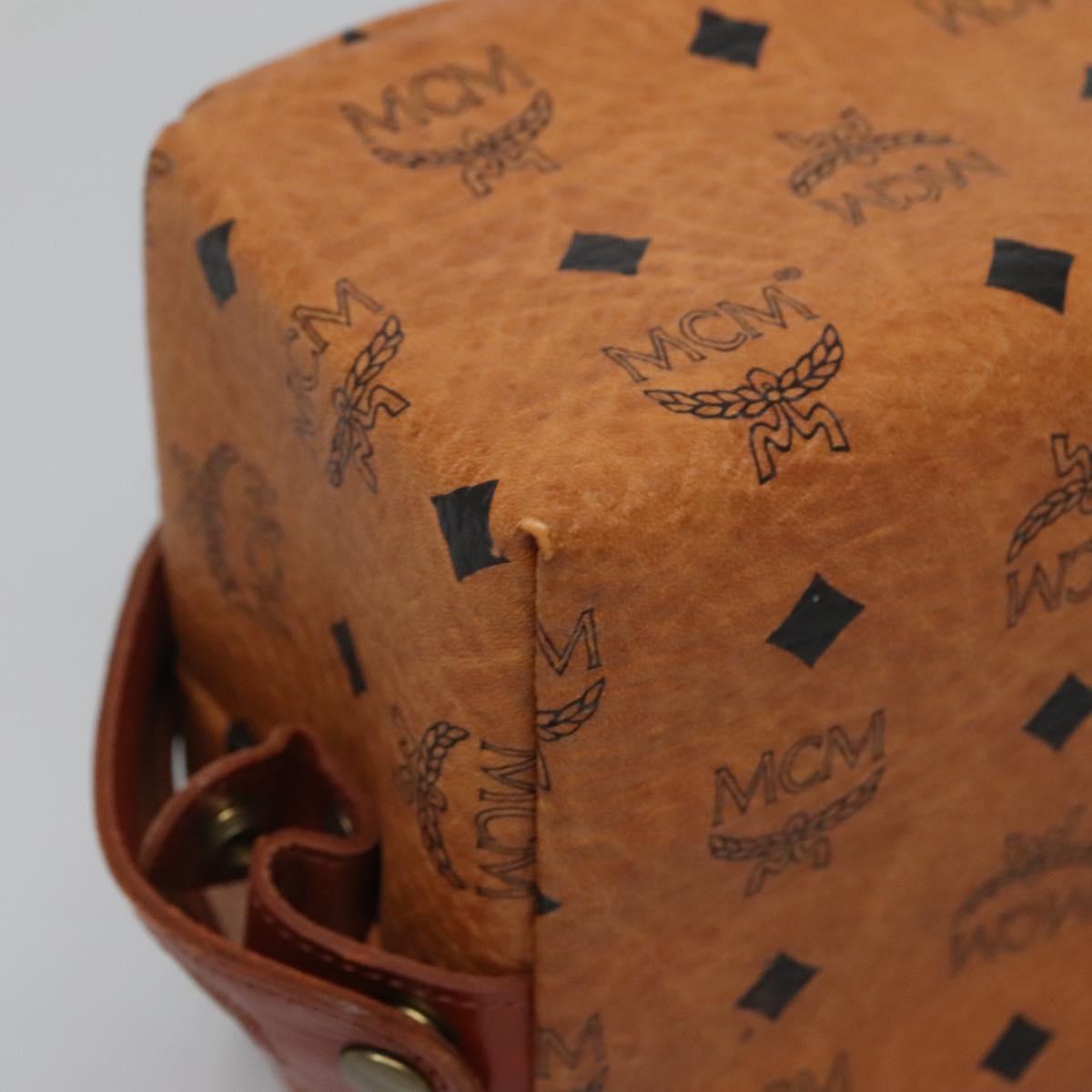 MCM Logogram Vicetos Pouch PVC Leather Brown Gold Auth BA4160